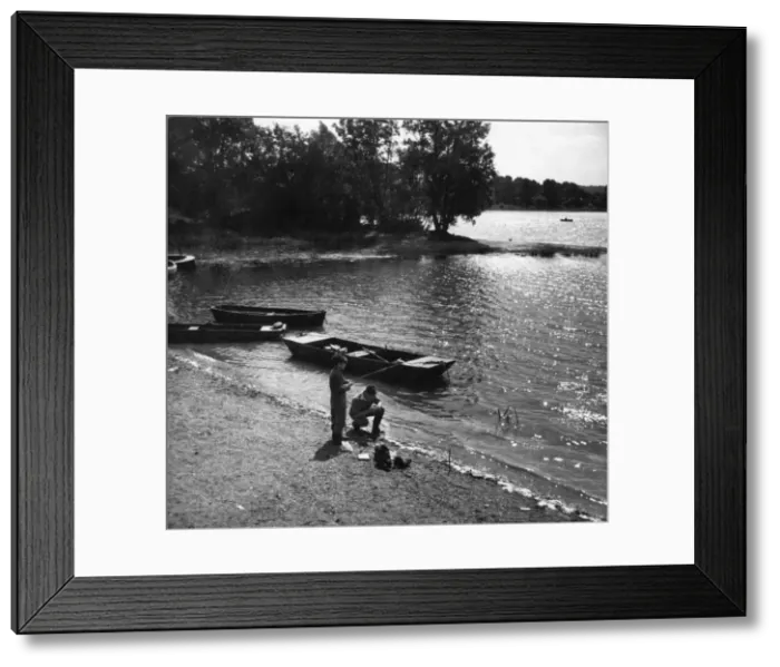 Framed Print : Reservoir Anglers Framed Print : Reservoir Anglers