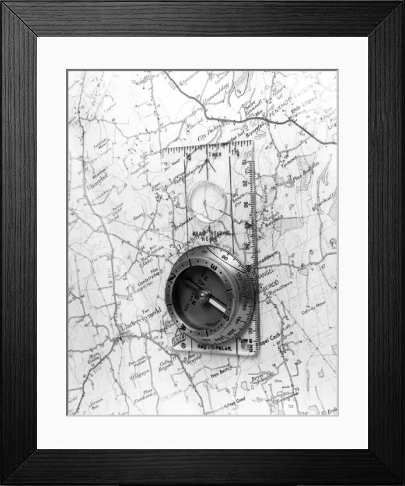 Framed Print : Map Compass Framed Print : Map Compass