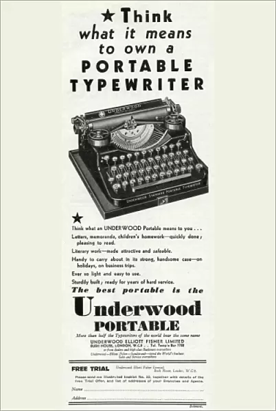 Advert for Underwood portable typewriters 1931