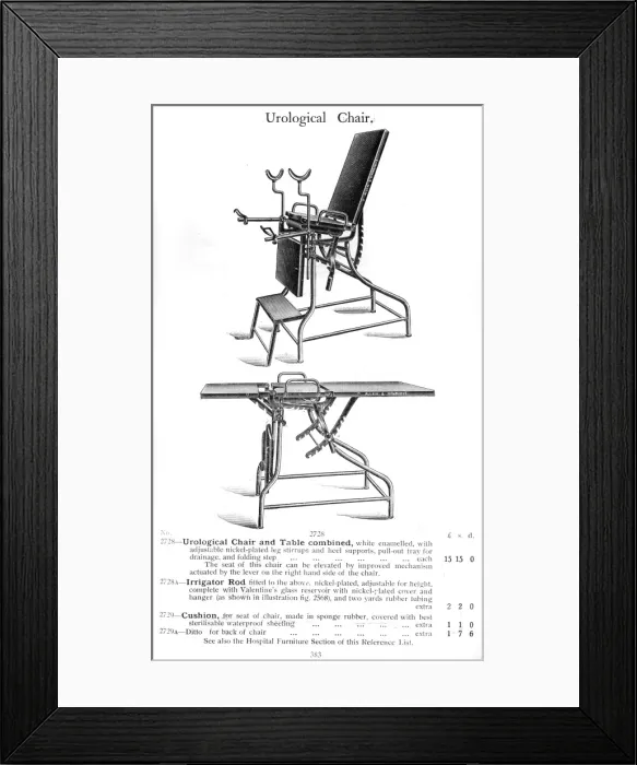 Framed Print : Urological Chair, Table Framed Print : Urological Chair, Table