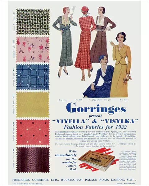 Advert for Gorringes fashion fabrics 1932