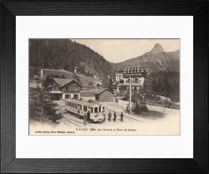 Framed Print : Dent de Jaman Mountain, Switzerland and Railway Station Framed Print : Dent de Jaman Mountain, Switzerland and Railway Station