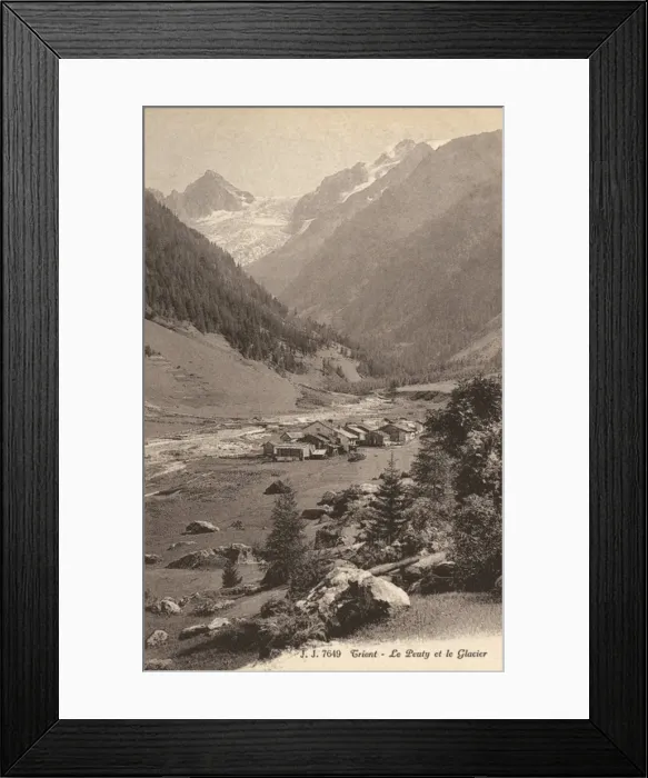 Framed Print : Trient Glacier and the village of Le Peuty