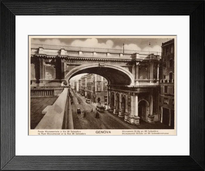 Framed Print : Genoa, Italy - Monumental Bridge and Via XX September Framed Print : Genoa, Italy - Monumental Bridge and Via XX September