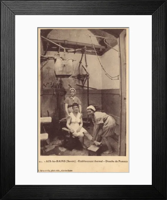 Framed Print : Aix-les-Bains, France - Thermal shower room at the spa