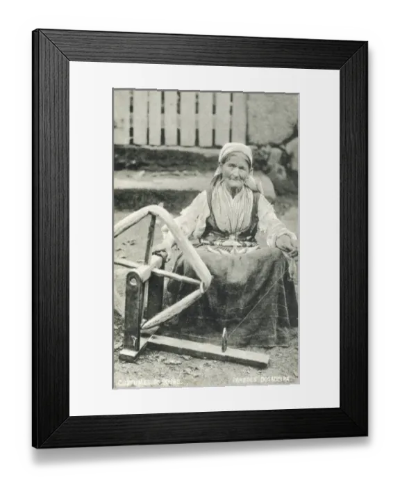 Framed Print : Portugal - Woman spinning - Douro region Framed Print : Portugal - Woman spinning - Douro region
