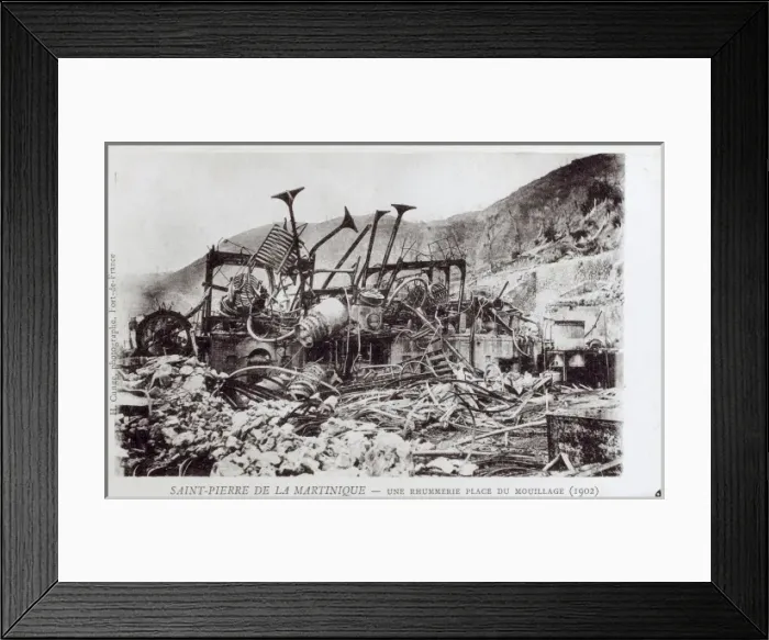 Framed Print : Eruption of Mt. Pelee - Devastation at Saint-Pierre Framed Print : Eruption of Mt. Pelee - Devastation at Saint-Pierre