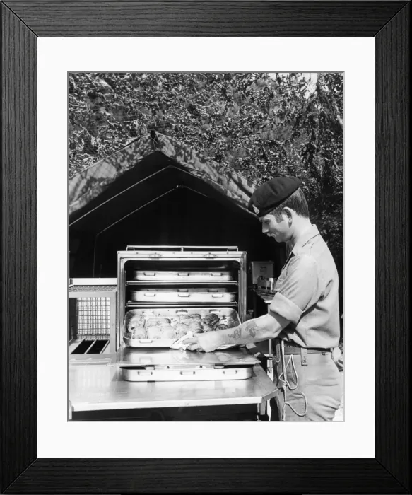 Framed Print : Army field kitchen at Aldershot, Hampshire Framed Print : Army field kitchen at Aldershot, Hampshire