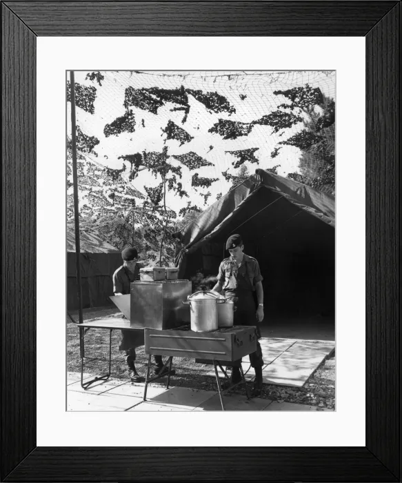 Framed Print : Army field kitchen at Aldershot, Hampshire Framed Print : Army field kitchen at Aldershot, Hampshire