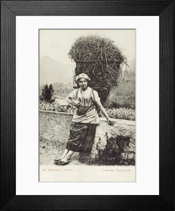 Framed Print : Woman from Lombardy carrying hay Framed Print : Woman from Lombardy carrying hay
