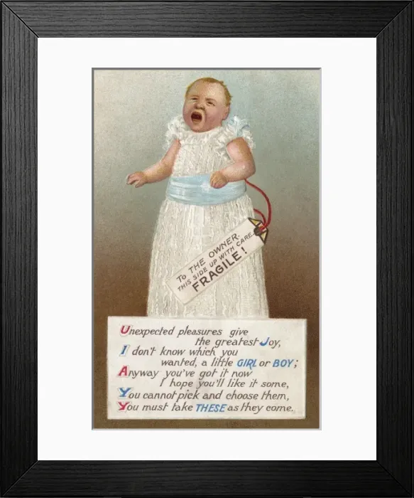 Framed Print : New Baby card - humorous Framed Print : New Baby card - humorous