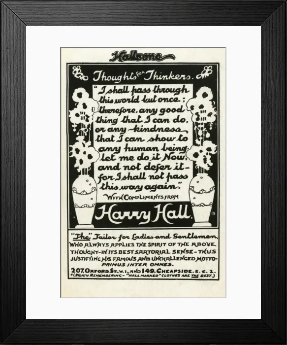 Framed Print : Harry Hall advertising card Framed Print : Harry Hall advertising card