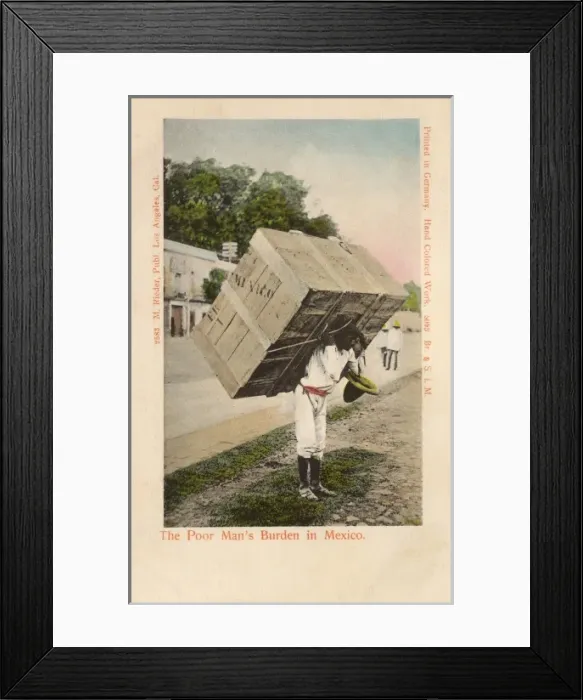 Framed Print : Mexican Porter - Carrying massive wooden crate Framed Print : Mexican Porter - Carrying massive wooden crate
