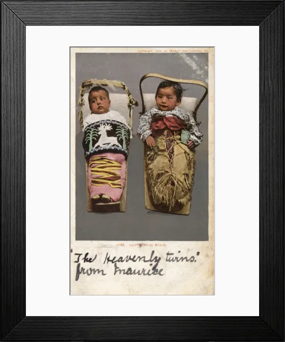 Framed Print : Baby Pima Indians in Pappooses Framed Print : Baby Pima Indians in Pappooses