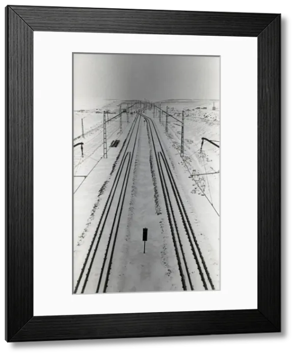 Framed Print : Railway line in the snow Framed Print : Railway line in the snow