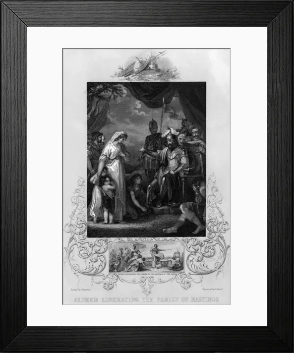 Framed Print : Alfred the Great frees the family of Hastings Framed Print : Alfred the Great frees the family of Hastings