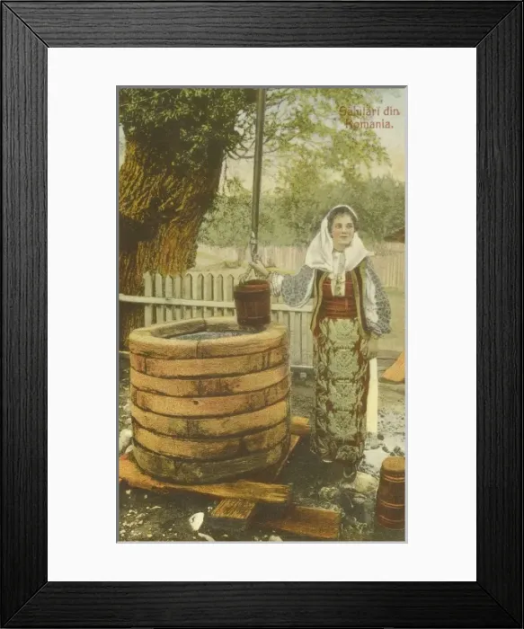 Framed Print : Romanian Woman by the well Framed Print : Romanian Woman by the well