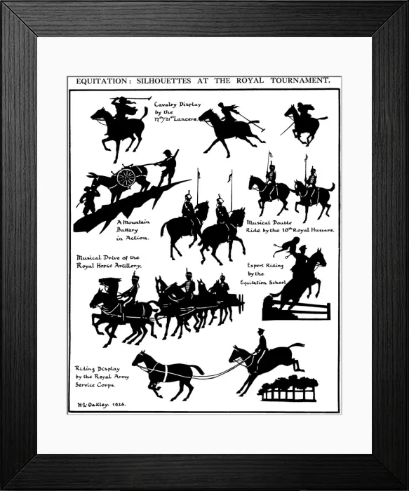 Framed Print : Silhouettes of horses at the Royal Tournament Framed Print : Silhouettes of horses at the Royal Tournament