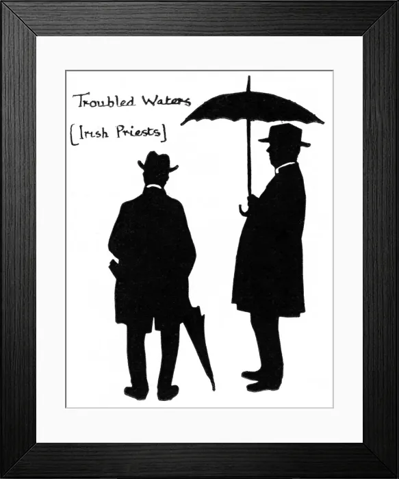Framed Print : Silhouette of two Irish priests Framed Print : Silhouette of two Irish priests