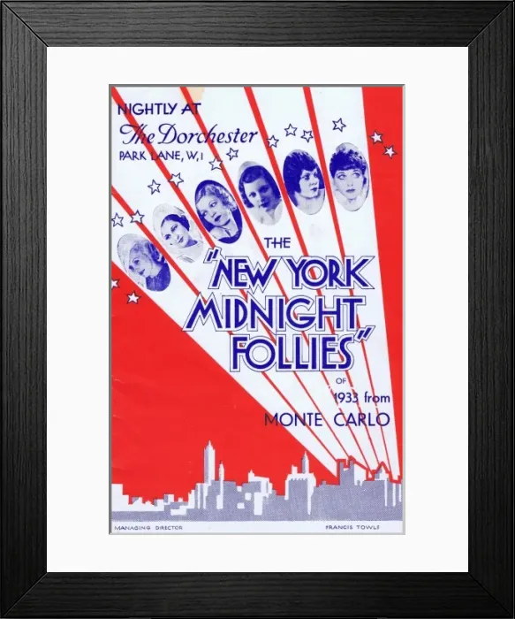 Framed Print : Progamme cover for The New York Midnight Folies Framed Print : Progamme cover for The New York Midnight Folies