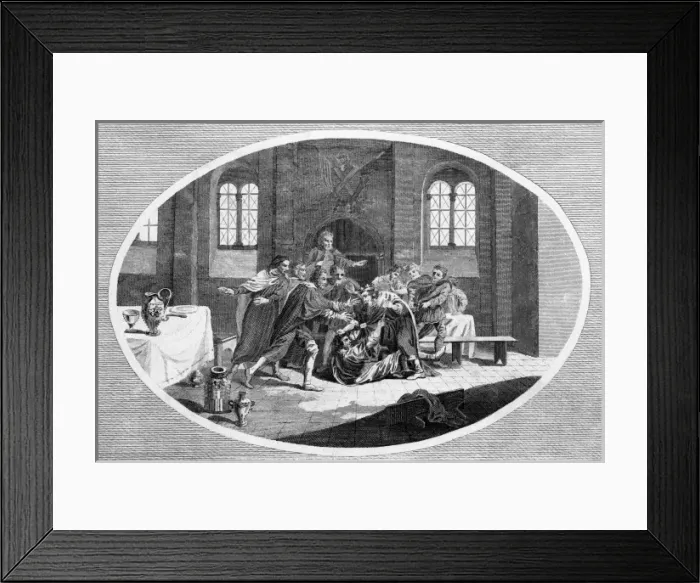 Framed Print : Edmund I stabbed by Leofa Framed Print : Edmund I stabbed by Leofa