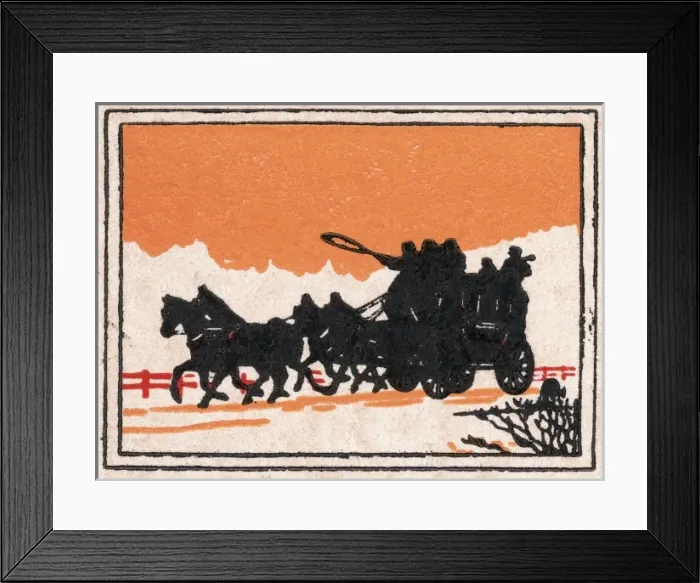Framed Print : Silhouette of traditional coaching scene Framed Print : Silhouette of traditional coaching scene