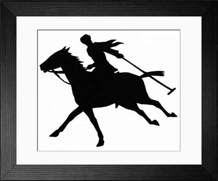 Framed Print : Silhouette of polo player on horseback Framed Print : Silhouette of polo player on horseback