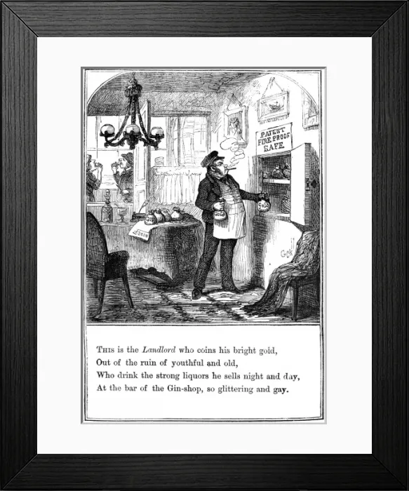 Framed Print : The Landlord from The Gin-Shop by Cruikshank Framed Print : The Landlord from The Gin-Shop by Cruikshank
