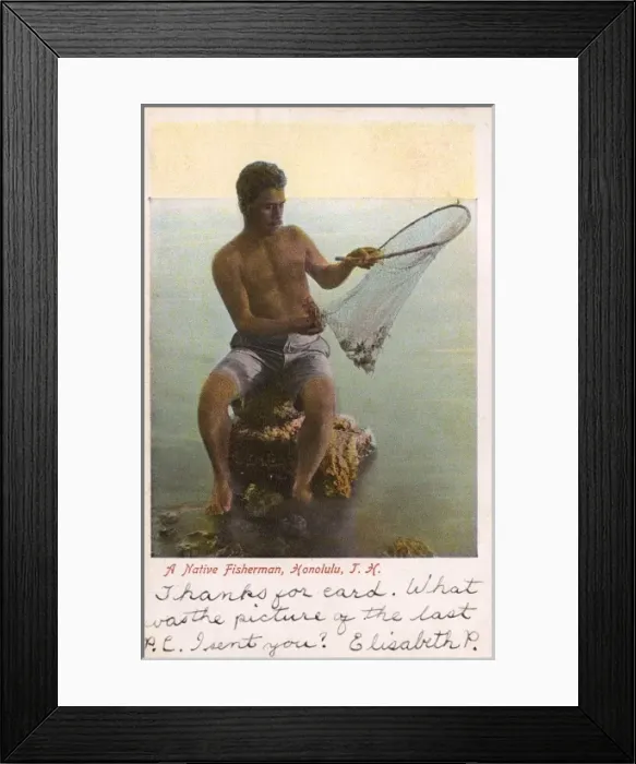 Framed Print : Native Fisherman - Honolulu, Hawaii, USA Framed Print : Native Fisherman - Honolulu, Hawaii, USA