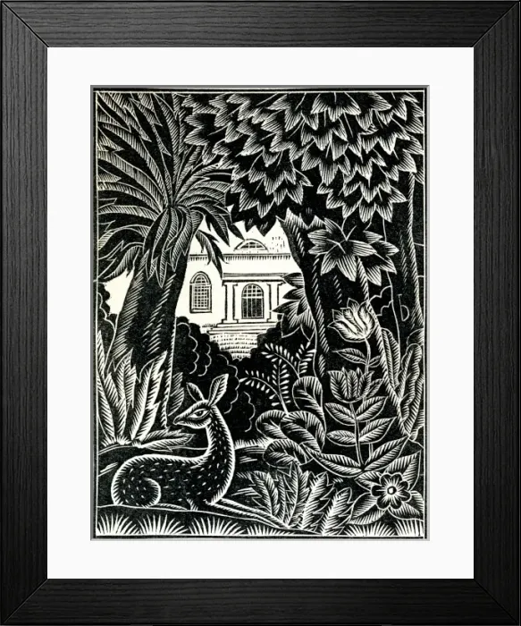 Framed Print : A deer lounges in lush, tropical surroudings Framed Print : A deer lounges in lush, tropical surroudings