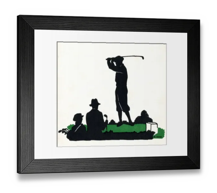 Framed Print : Silhouette of a golfing scene Framed Print : Silhouette of a golfing scene