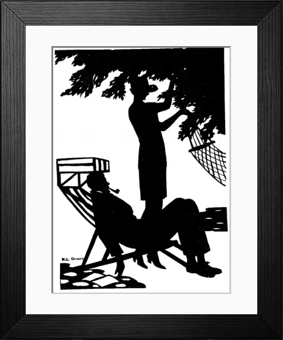 Framed Print : Silhouette of a couple in a garden Framed Print : Silhouette of a couple in a garden