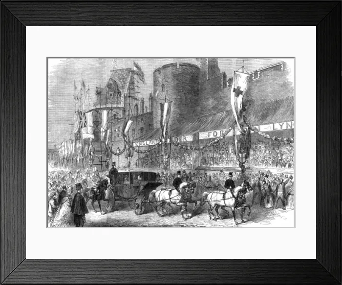 Framed Print : Royal wedding 1863 - passing the curfew tower at Windsor Framed Print : Royal wedding 1863 - passing the curfew tower at Windsor