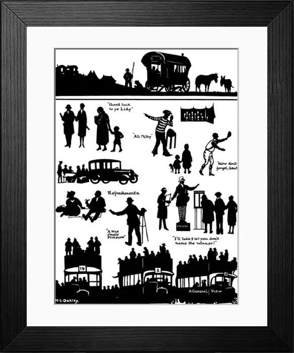 Framed Print : Silhouettes of various Derby Day scenes Framed Print : Silhouettes of various Derby Day scenes