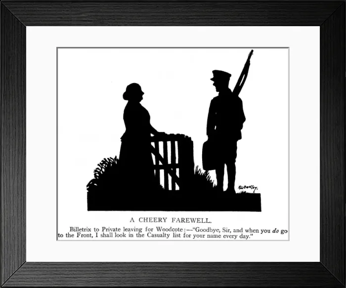 Framed Print : Wartime cartoon, A Cheery Farewell Framed Print : Wartime cartoon, A Cheery Farewell