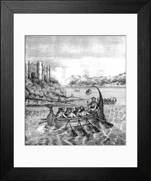 Framed Print : King Edgar is rowed down the Dee Framed Print : King Edgar is rowed down the Dee