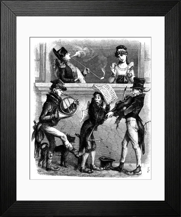 Framed Print : Napoleon and Josephine enjoy street musicians Framed Print : Napoleon and Josephine enjoy street musicians