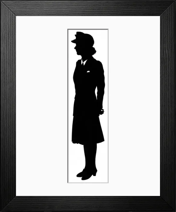 Framed Print : Silhouette of a woman in uniform