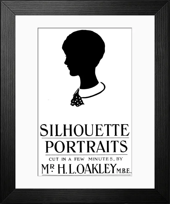 Framed Print : Advertisement for Silhouette Portraits by H. L. Oakley Framed Print : Advertisement for Silhouette Portraits by H. L. Oakley