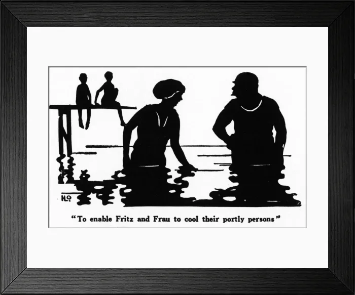 Framed Print : German couple bathing in a pool Framed Print : German couple bathing in a pool