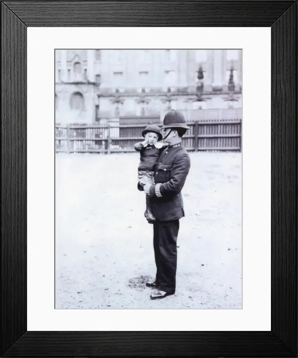 Framed Print : Metropolitan Police officer and lost boy Framed Print : Metropolitan Police officer and lost boy
