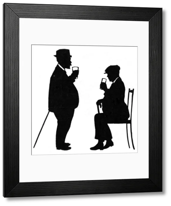Framed Print : Silhouette of two men drinking Framed Print : Silhouette of two men drinking