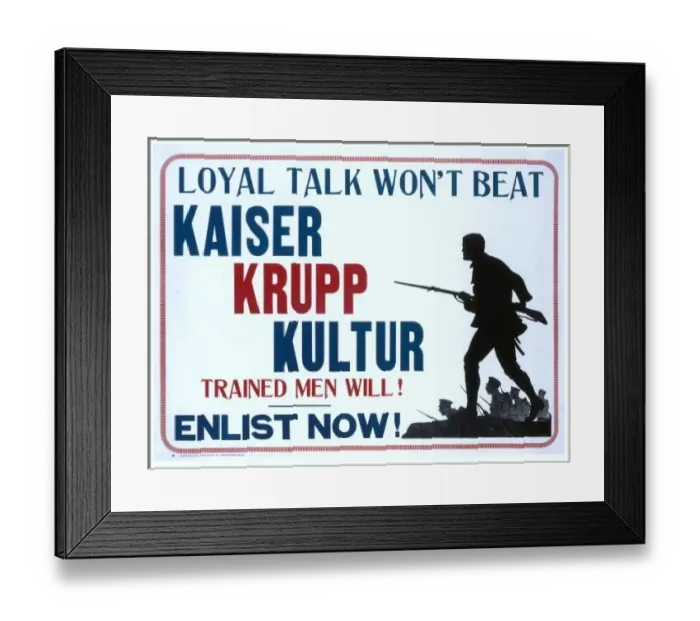 Framed Print : WW1 recruitment poster with silhouette Framed Print : WW1 recruitment poster with silhouette