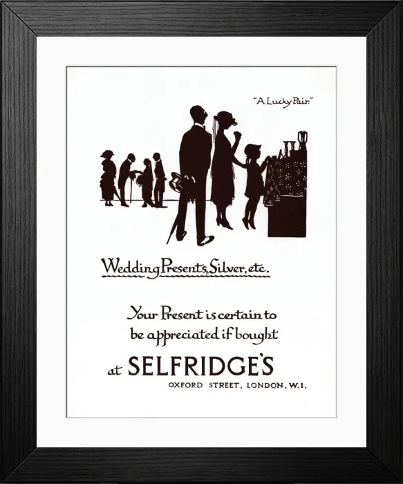 Framed Print : Advertisement for Selfridges wedding presents Framed Print : Advertisement for Selfridges wedding presents