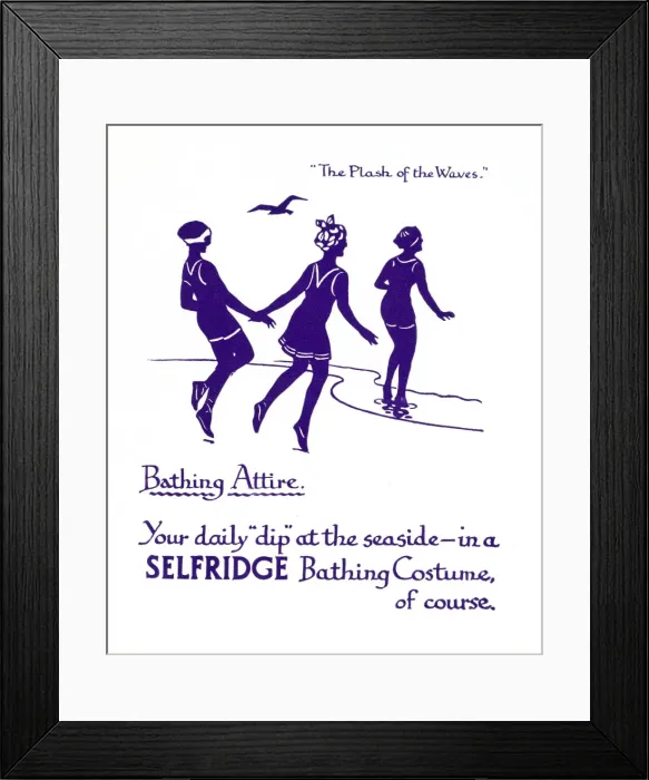 Framed Print : Advertisement for Selfridge bathing costumes Framed Print : Advertisement for Selfridge bathing costumes