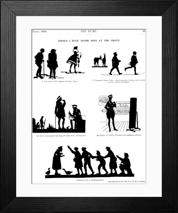 Framed Print : Comic wartime scenes on the Western Front Framed Print : Comic wartime scenes on the Western Front