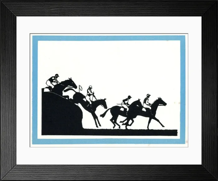 Framed Print : Silhouette of horseracing scene Framed Print : Silhouette of horseracing scene