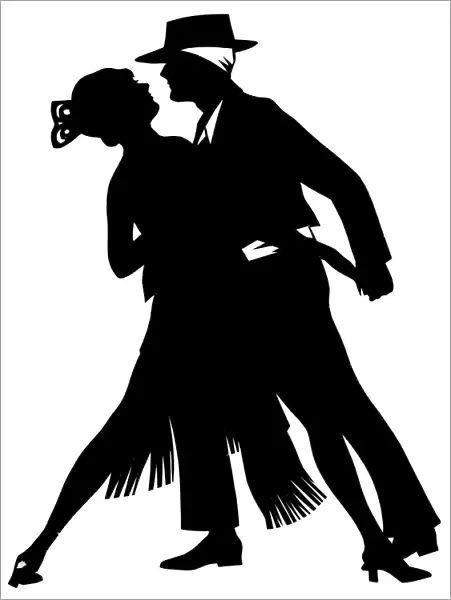 Silhouette of exotic couple dancing