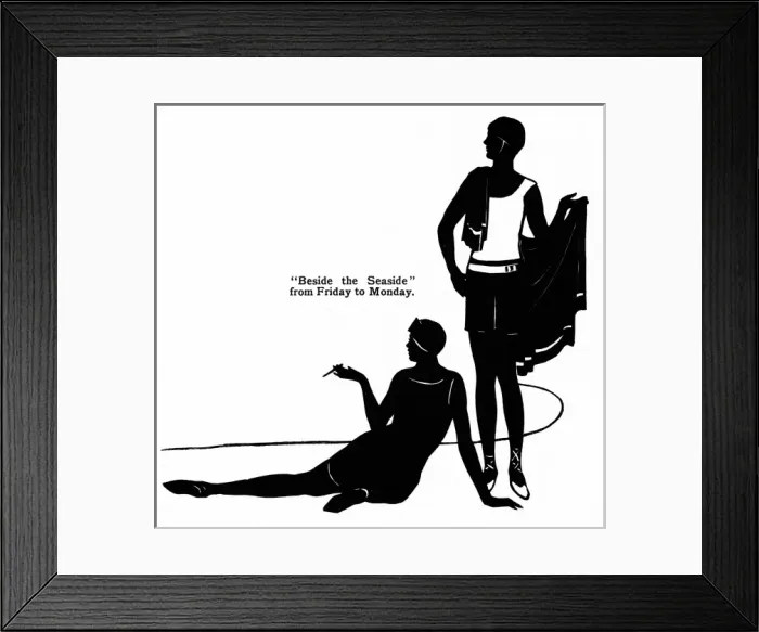 Framed Print : Silhouette of two bathing beauties Framed Print : Silhouette of two bathing beauties