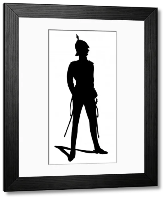 Framed Print : Silhouette of a soldier in a pointed helmet Framed Print : Silhouette of a soldier in a pointed helmet
